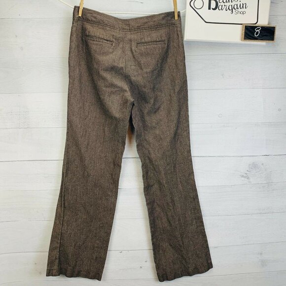 J Jill Womens Dress Slack Pants Linen Blend Brown Herringbone Wide Leg Size 8 - Picture 6 of 13